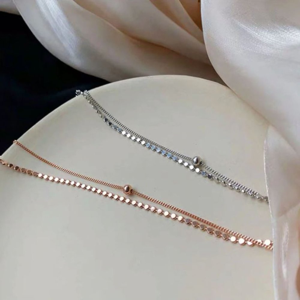 925 Sterling Silver Dainty Bead Layered Bracelet